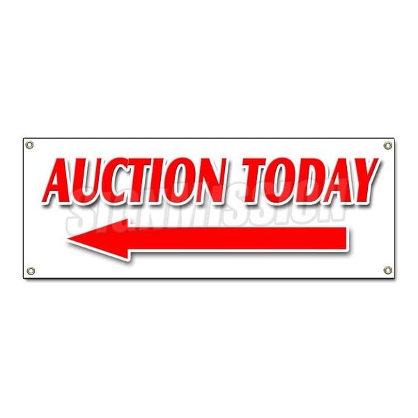 AUCTION TODAY WITH LEFT ARROW BANNER SIGN antiques jewelry estate